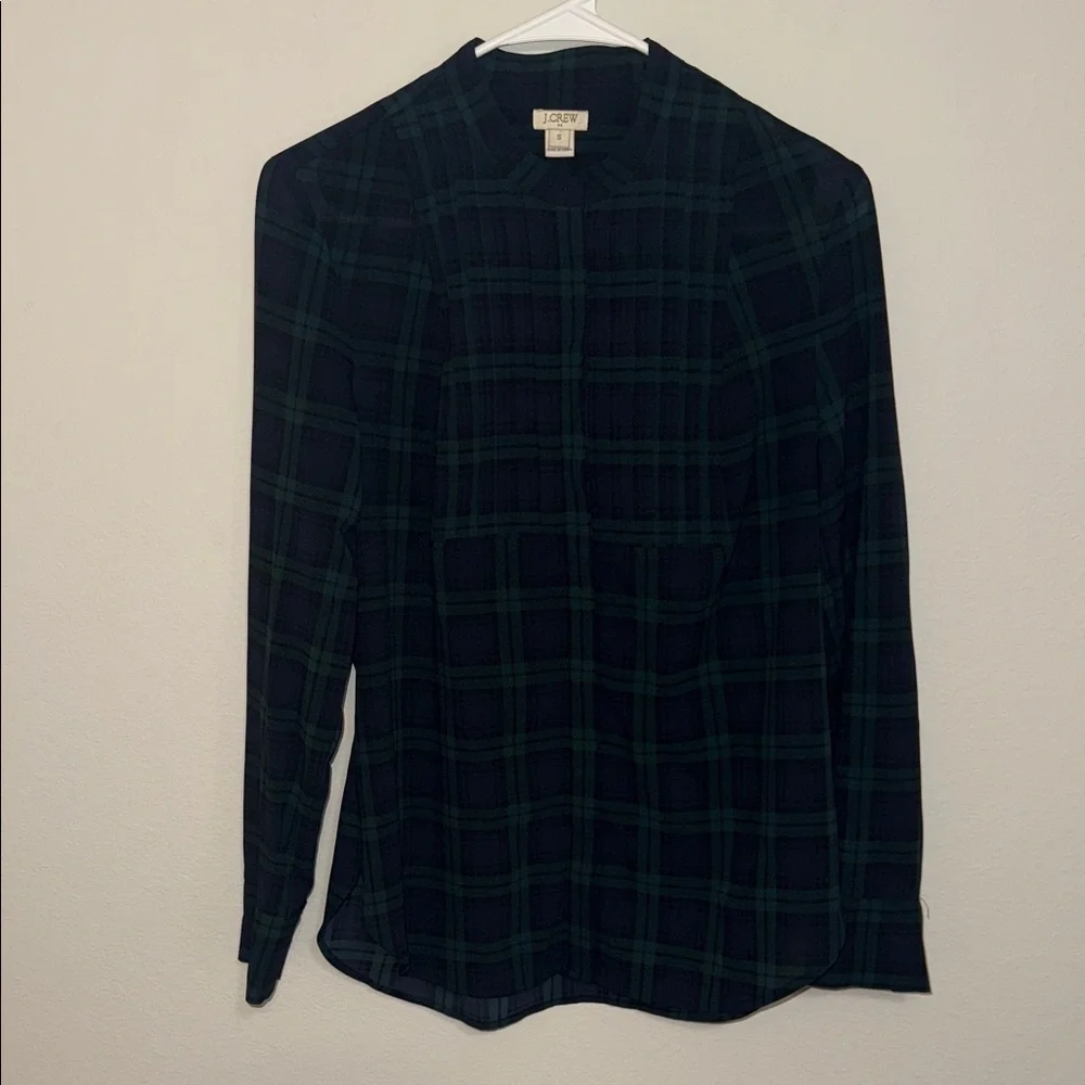 J. Crew Tartan Plaid Sheer Blouse / size small. B8